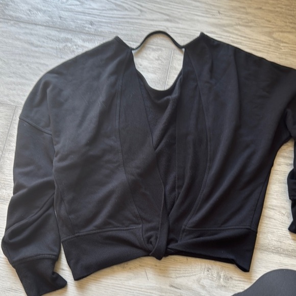 Express Black Boat Neck Long Sleeve Asymmetrical Sweatshirt - Picture 3 of 3